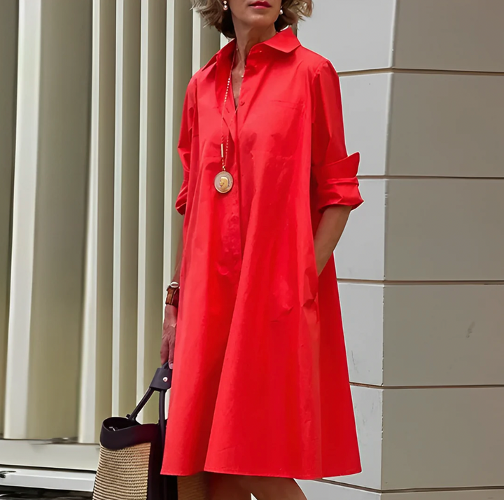 Elegant women's classic white button-down midi shirtdress for versatile fashion.