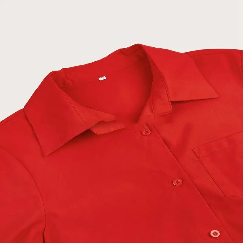 Sophisticated women's elegant shirtdress, a new classic button-down midi style.