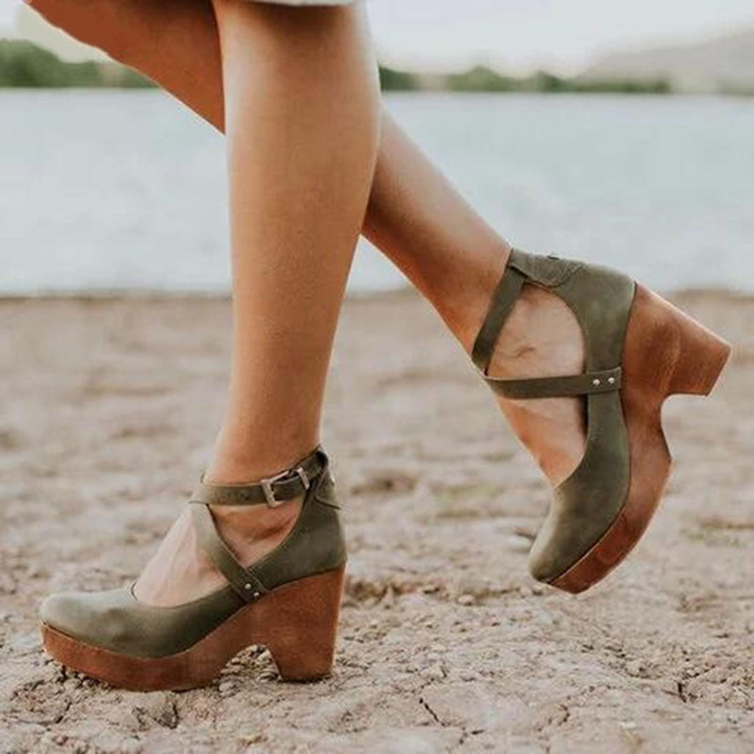 Stylish closed toe wedge shoes for women, versatile for spring and summer fashion