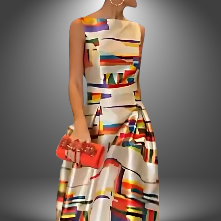 Stylish women's casual colorblock maxi dress, a versatile wardrobe essential for elegant and comfortable wear.
