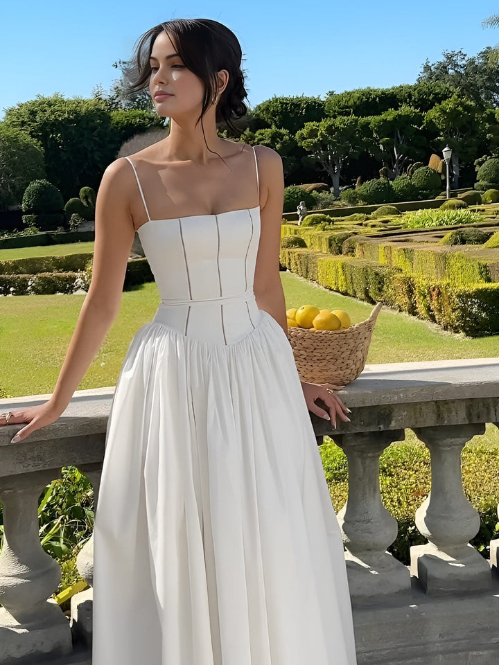 Form-fitting women's midi dress with corset bodice, ideal for evening wear and special occasions.