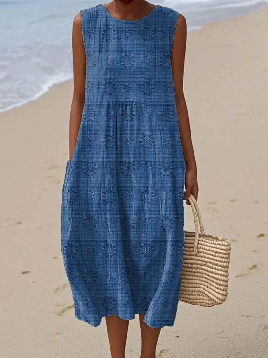Casual long cotton summer dress for women, ideal for beach or everyday elegant wear