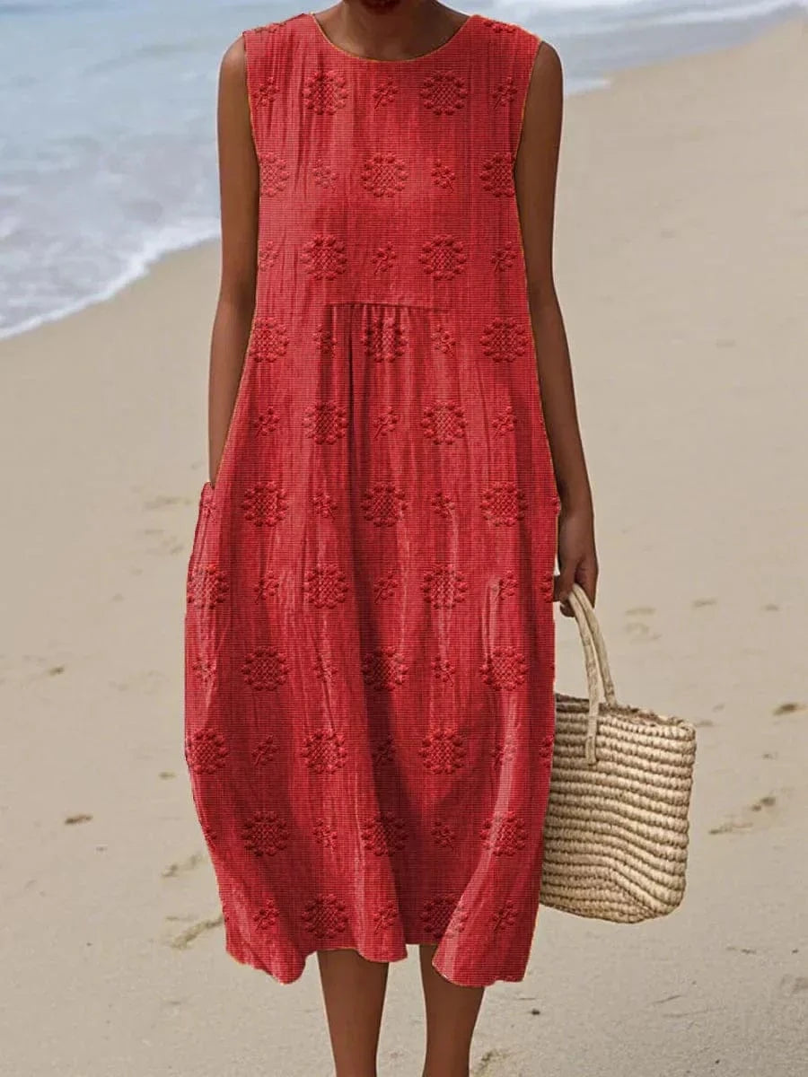White cotton women's maxi dress, a versatile and chic option for casual or dressed-up occasions