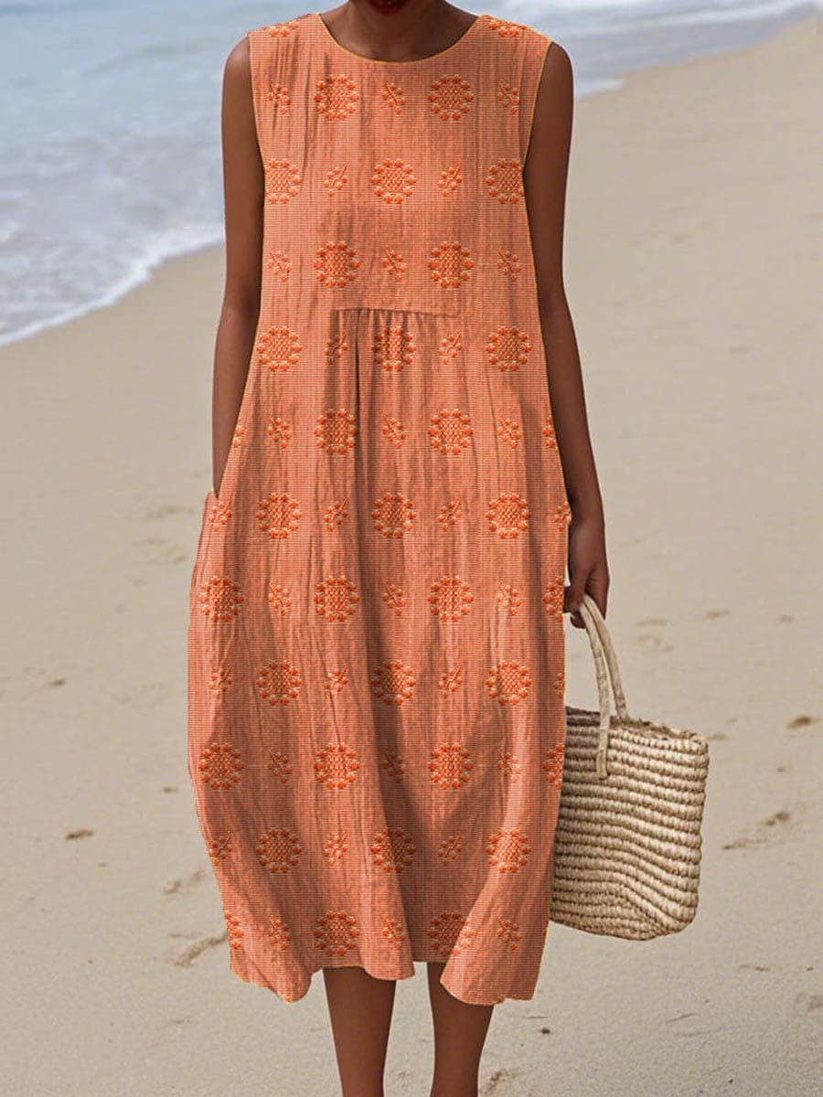 Full-length cotton summer dress for women, offering both comfort and sophisticated style