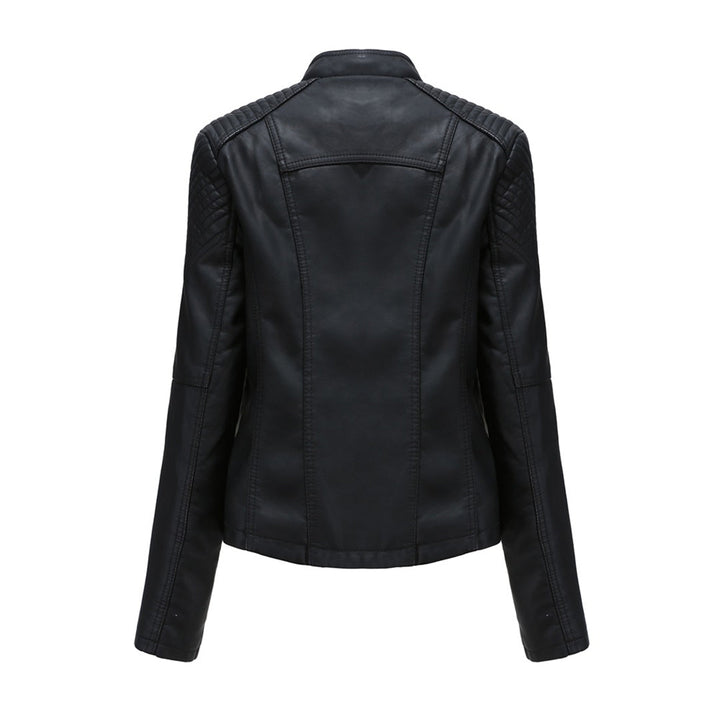 Stylish women's cropped jacket featuring an asymmetrical zip and unique detailing, ideal lightweight outerwear fashion
