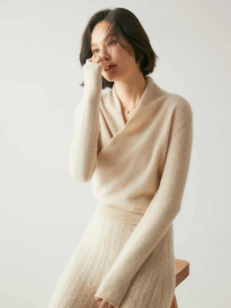Women's soft knit wrap sweater in a beautiful burgundy hue, versatile for any occasion.