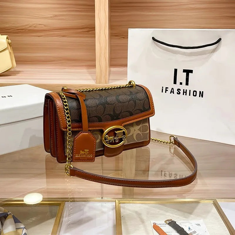 Versatile women's designer shoulder bag with a stylish colorblock strap, ideal for everyday chic.