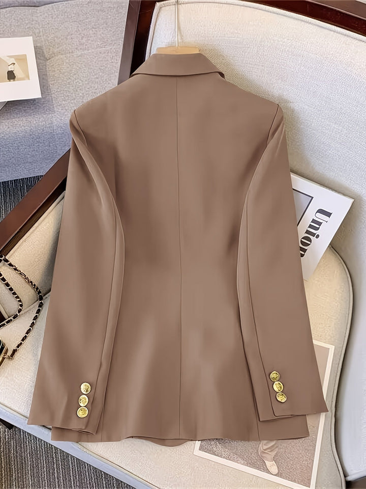 Formal women's double-breasted tailored blazer, a key piece for any business casual or elegant wardrobe