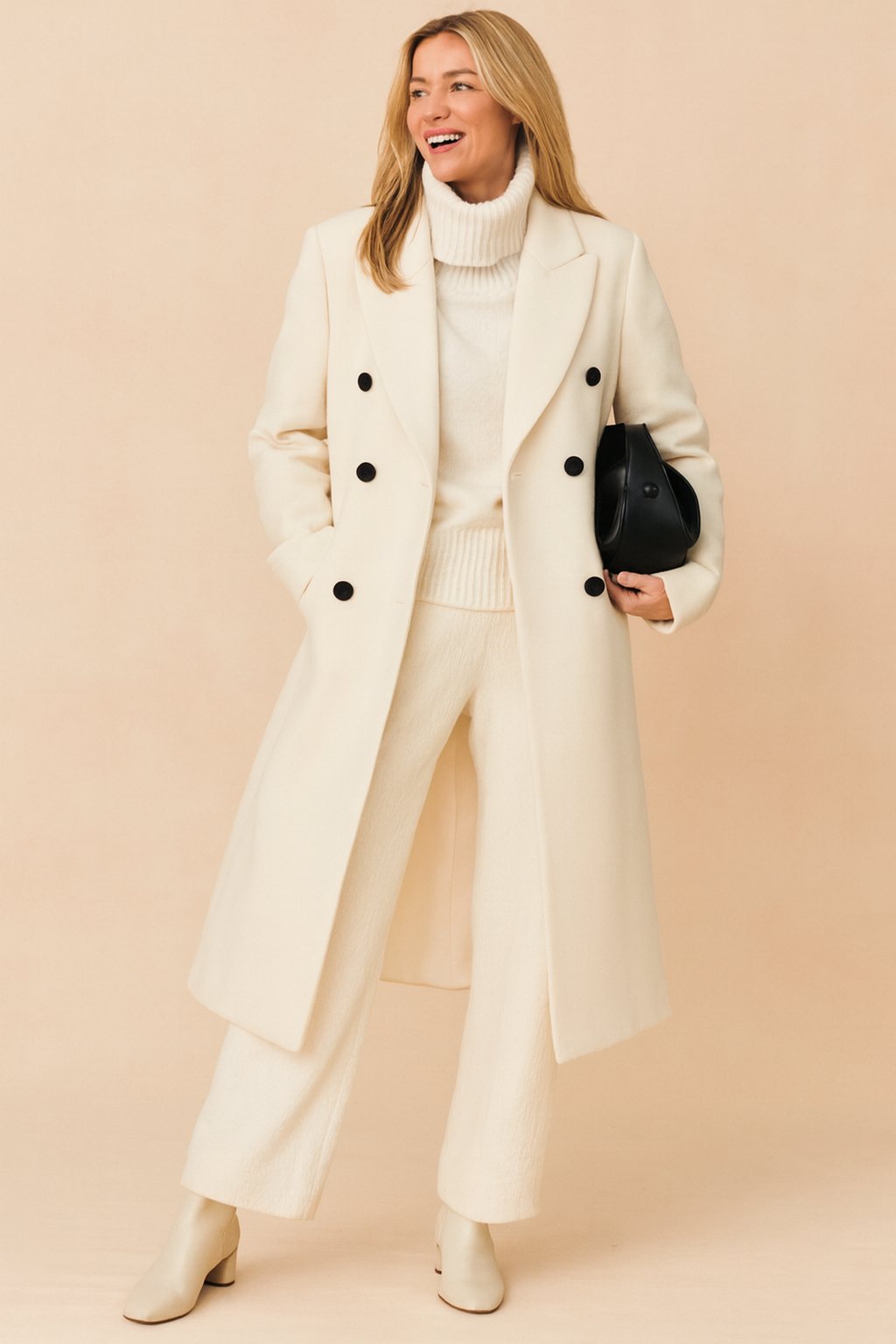 Timeless white women's trench coat with double-breasted design. Chic and versatile fashion jacket for all seasons.