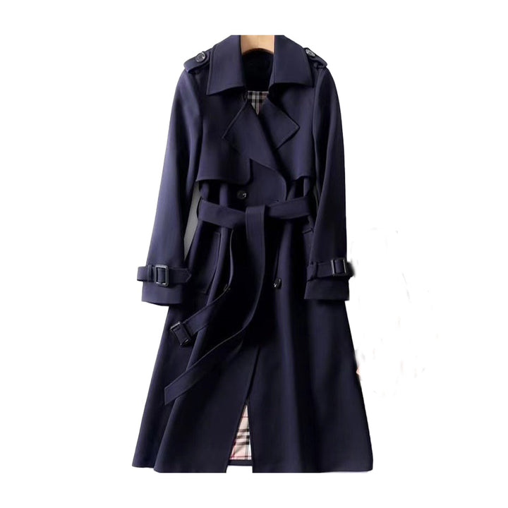 Stylish double-breasted women's trench with adjustable belt, a timeless piece for spring & fall