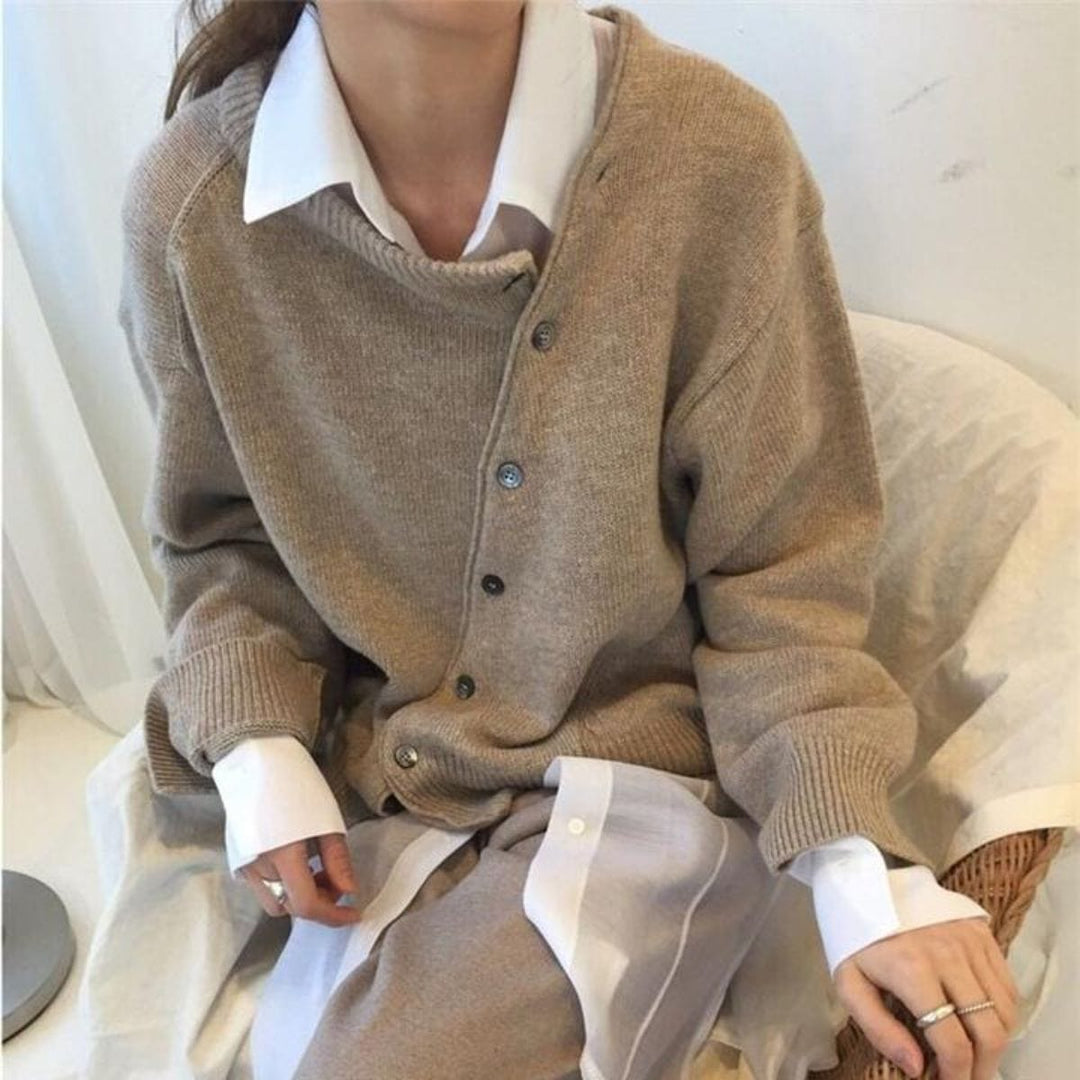 New women's elegant faux cashmere cardigan, long sleeve, comfortable and versatile