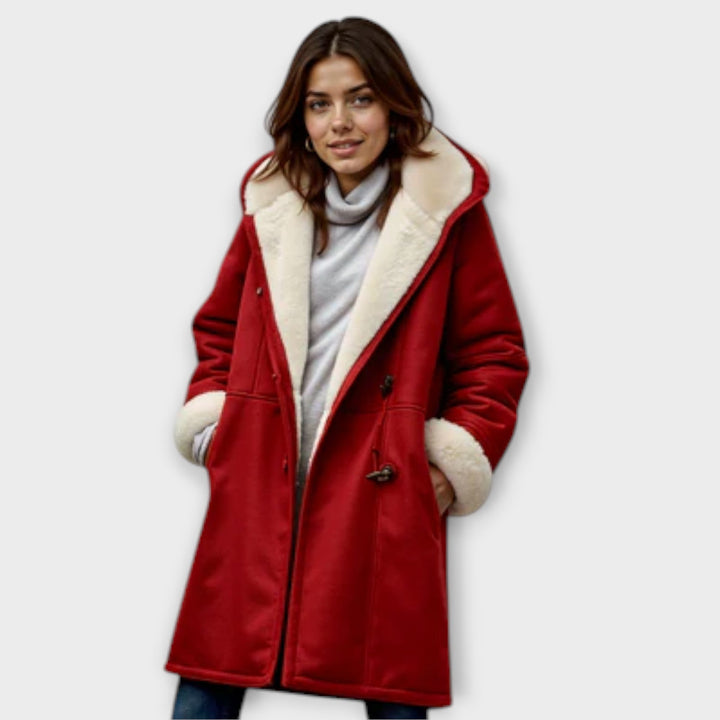 Stylish women's winter coat, featuring faux fur lining for ultimate warmth and a chic look.