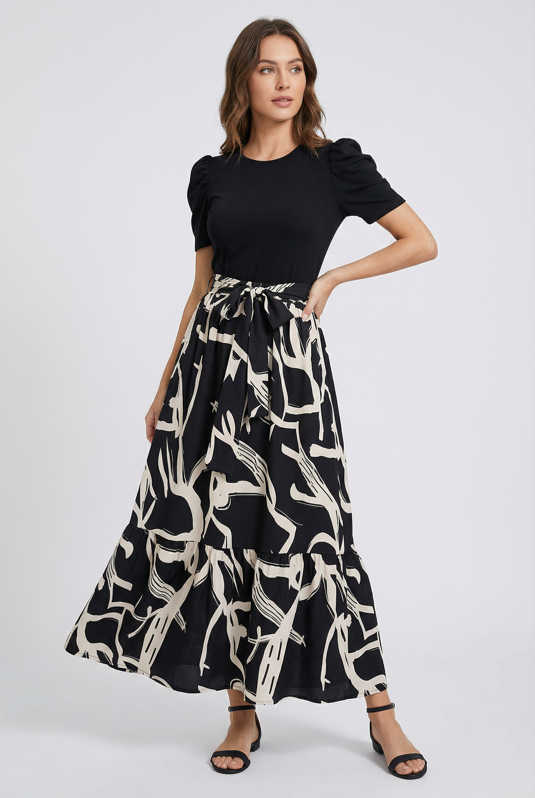 Chic A-line maxi dress for women, featuring a vibrant floral print. Elegant short sleeve summer fashion, breezy and stylish.