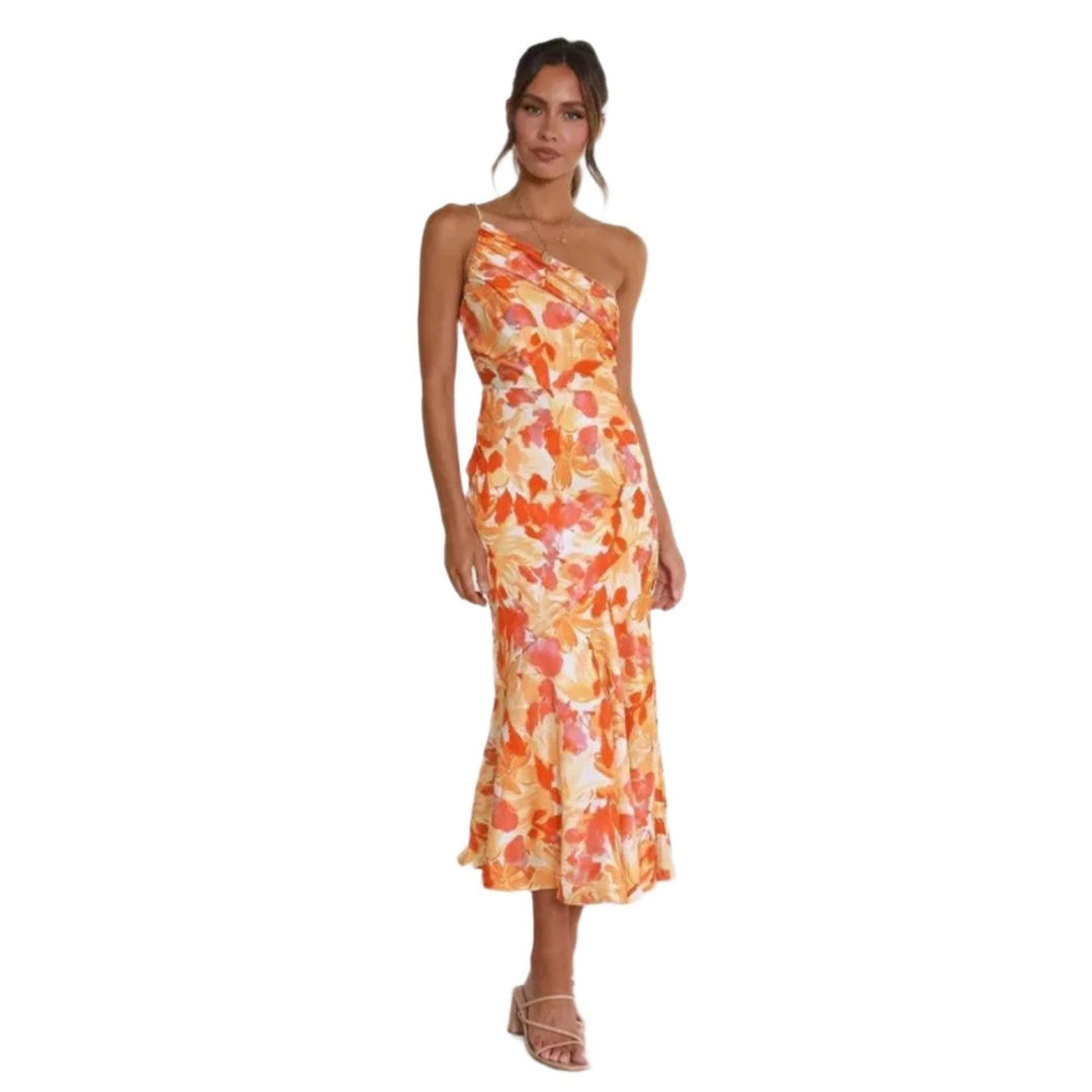 Casual yet chic floral asymmetrical women's maxi dress, a comfortable and stylish summer apparel.