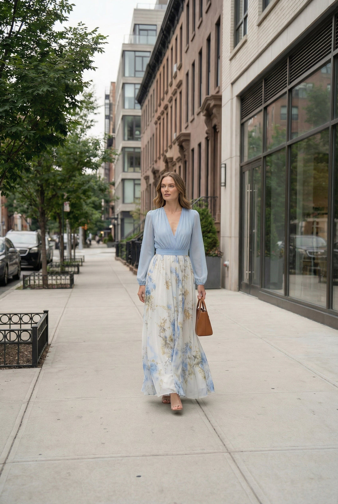 Beautiful women's floral maxi dress, a stylish summer occasion dress with an elegant silhouette.