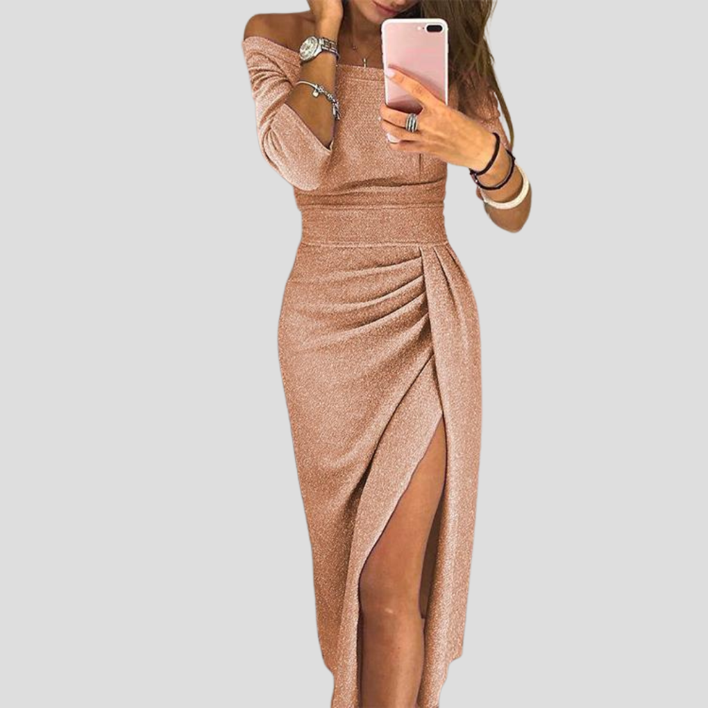 Flattering cap sleeve midi dress for women, featuring a flowy silhouette and practical pockets