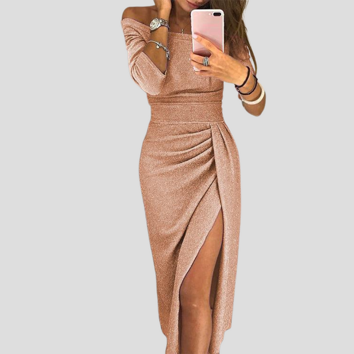 Flattering cap sleeve midi dress for women, featuring a flowy silhouette and practical pockets
