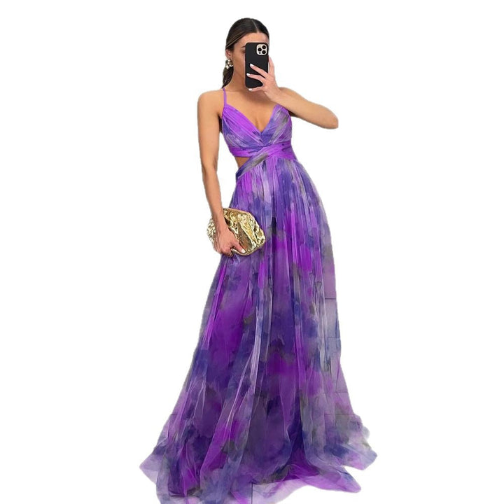 Chic women's floral party dress, an elegant evening gown for celebrations and special occasion wear.