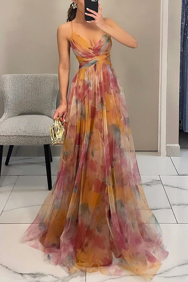 Women's long floral print dress, an elegant choice for warm weather casual wear.