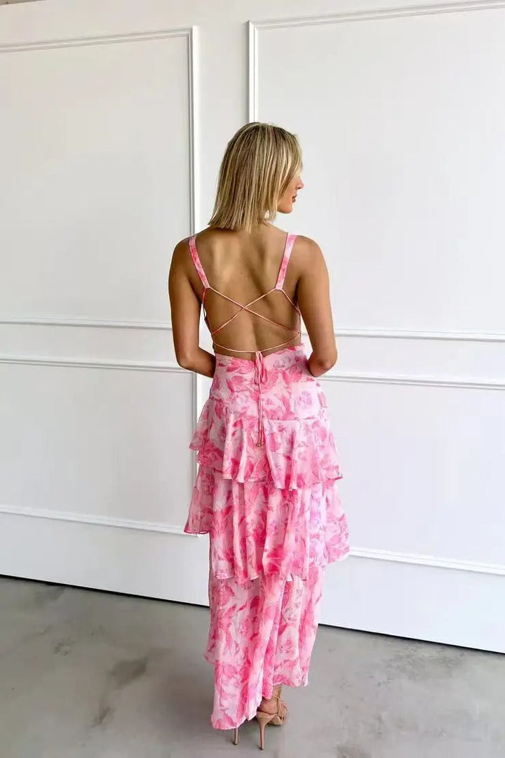 Vibrant floral tiered maxi dress for women, a summer fashion essential