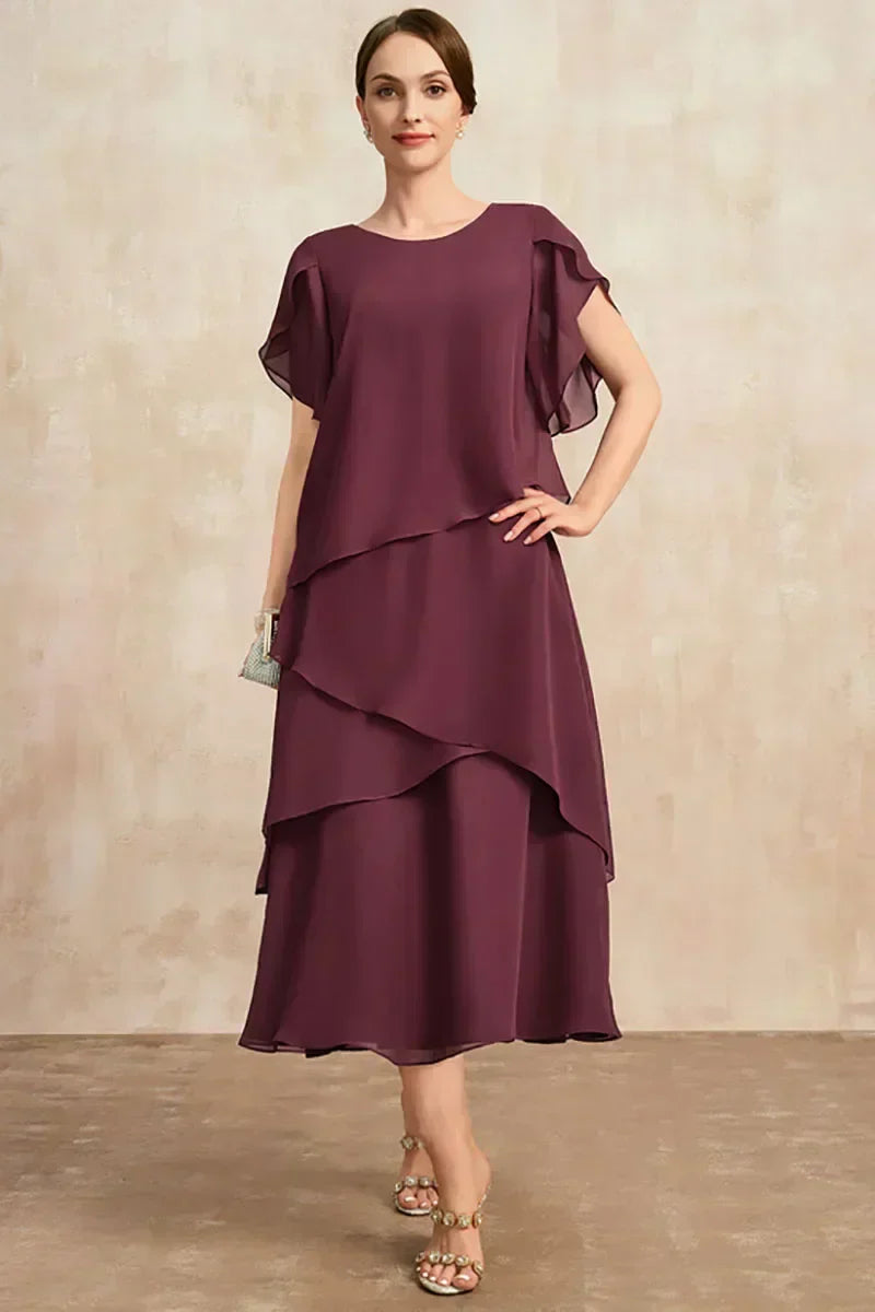 Chiffon tiered midi dress for women, elegant summer style, suitable for casual occasions