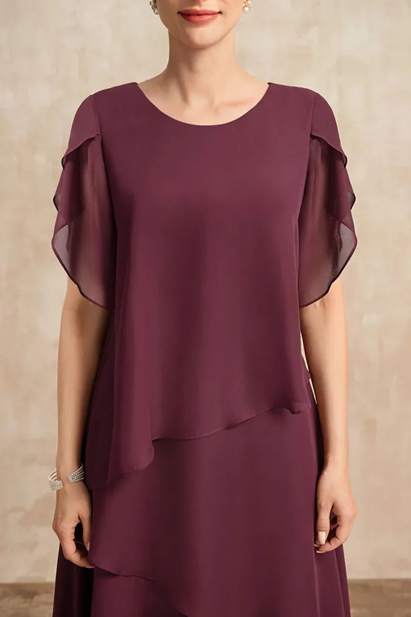 Summer elegant chiffon tiered midi dress for women, comfortable and flowy casual wear