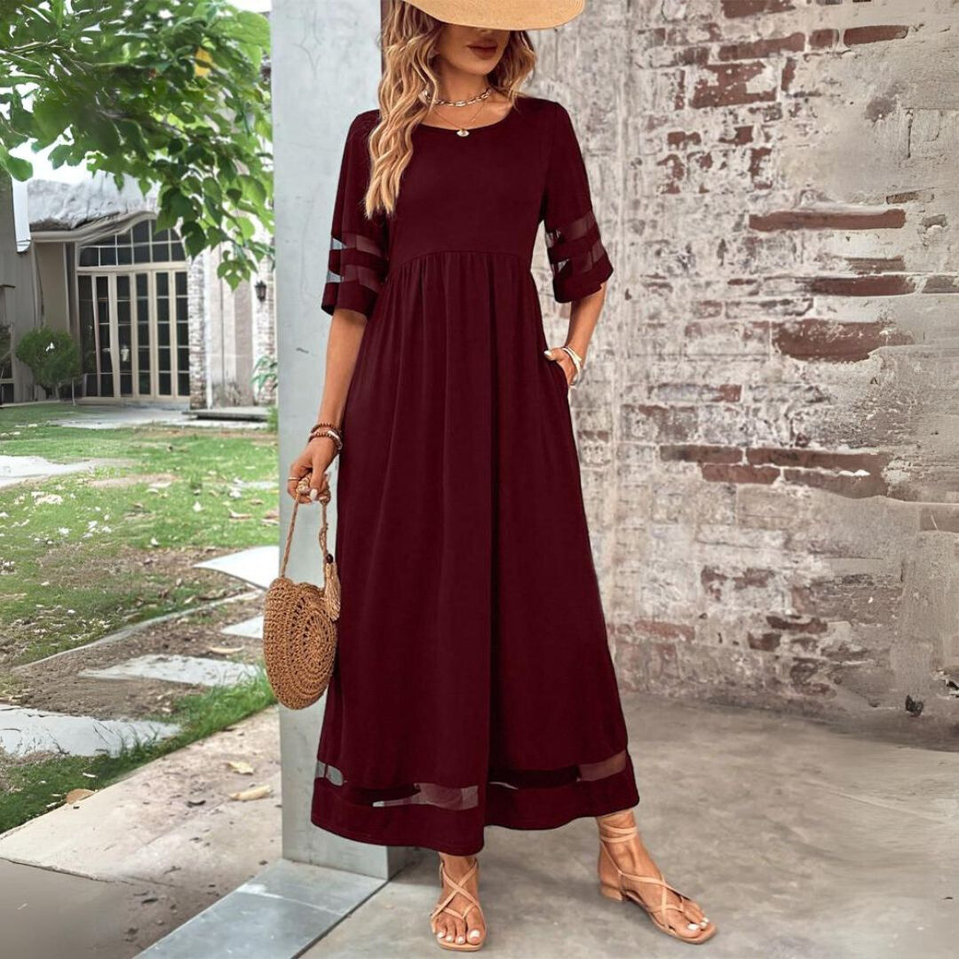 Women's casual flowy maxi dress, comfortable cotton blend for versatile styling.