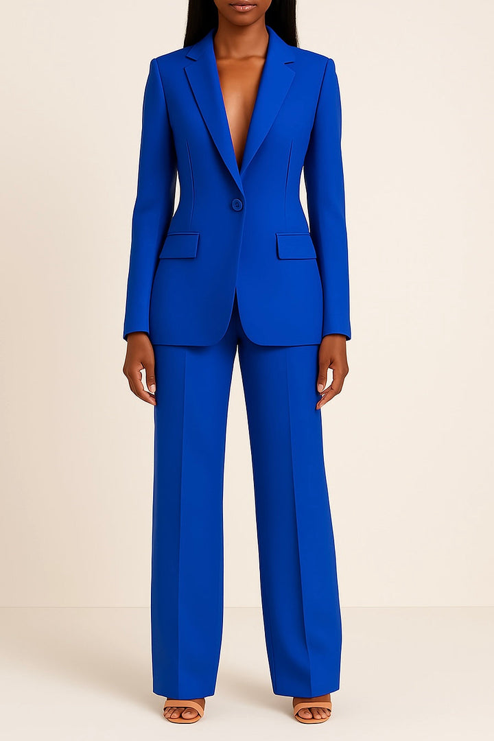 Women's business suit set, perfect for formal workwear. Features an elegant long blazer.