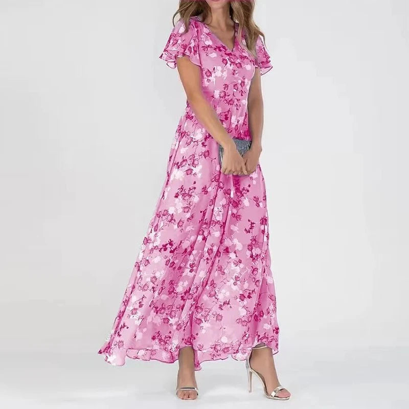 Glamorous women's summer maxi dress for an elegant look, versatile for parties and vacation wear.
