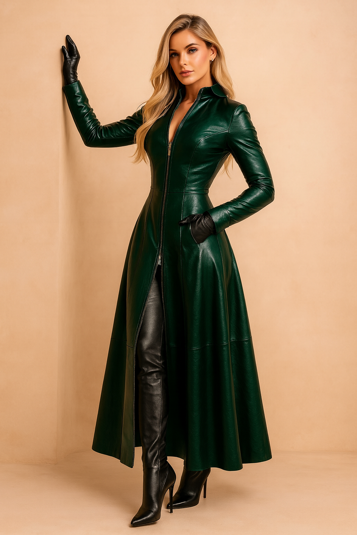 Women's elegant black gothic long hooded winter coat. Stylish dark fashion outerwear, perfect for unique cold-weather looks.