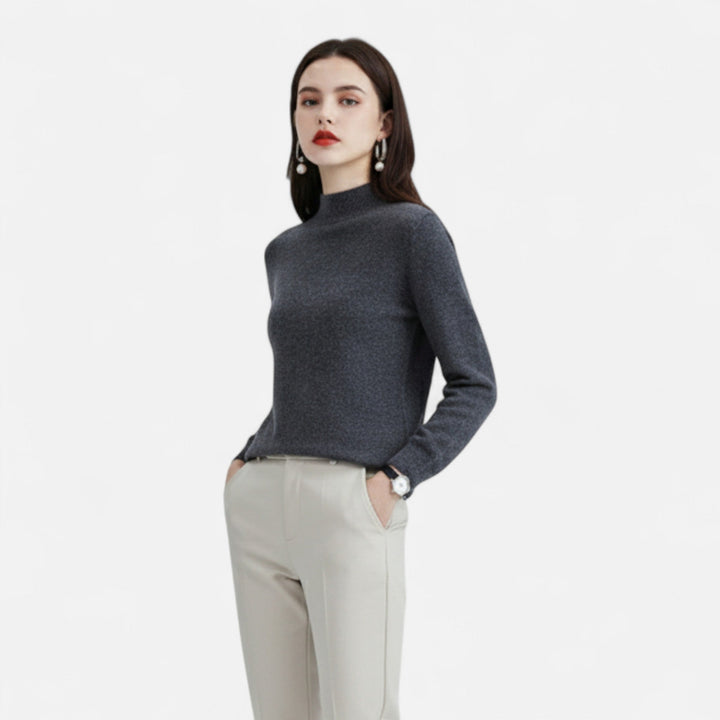 Versatile women's half-neck sweater for all seasons. Comfortable & sophisticated elegant knit for daily wear.