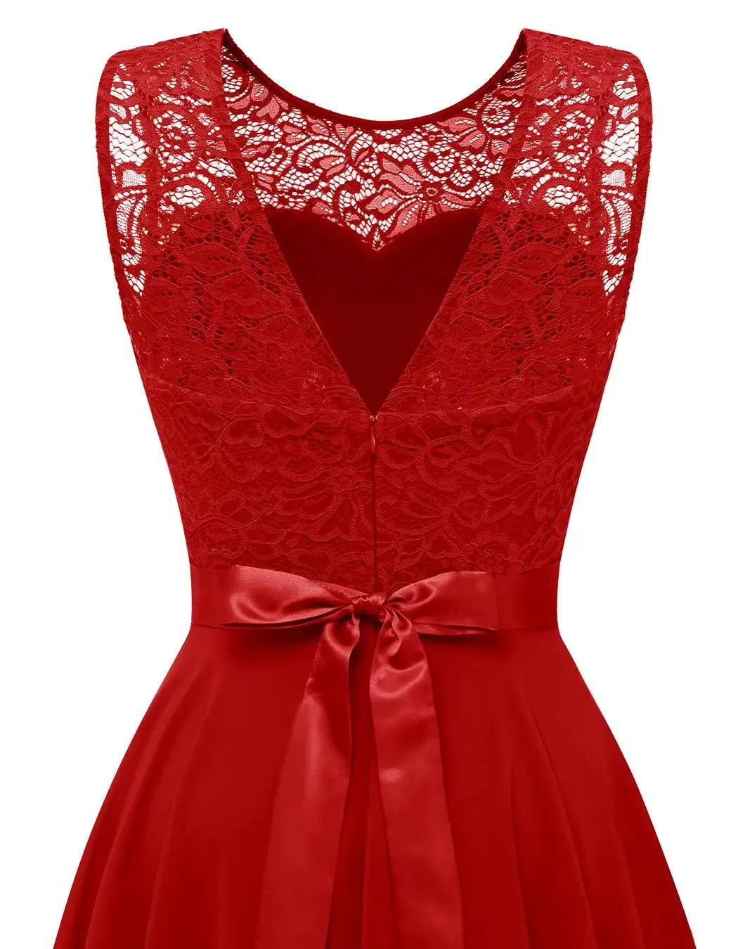 Detail of the waistline and high low skirt on a women's elegant formal dress, versatile for events