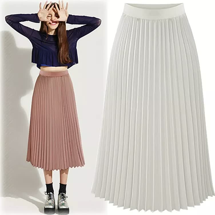 Stylish women's high waist A-line skirt with elegant pleats, a must-have for everyday fashion.