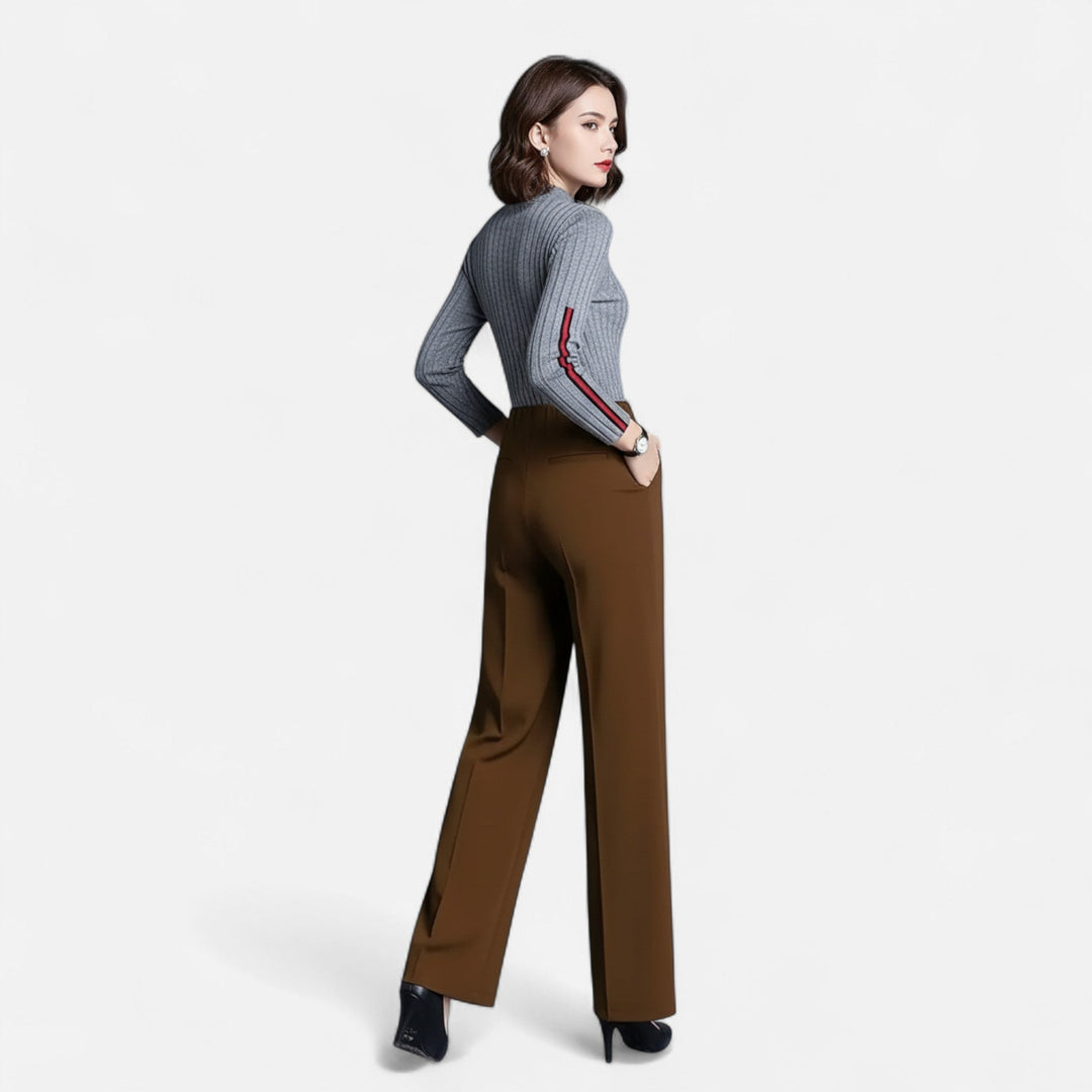 Stylish women's straight-leg trousers featuring a flattering high-waist design for modern fashion.