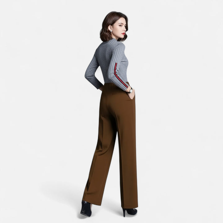 Stylish women's straight-leg trousers featuring a flattering high-waist design for modern fashion.