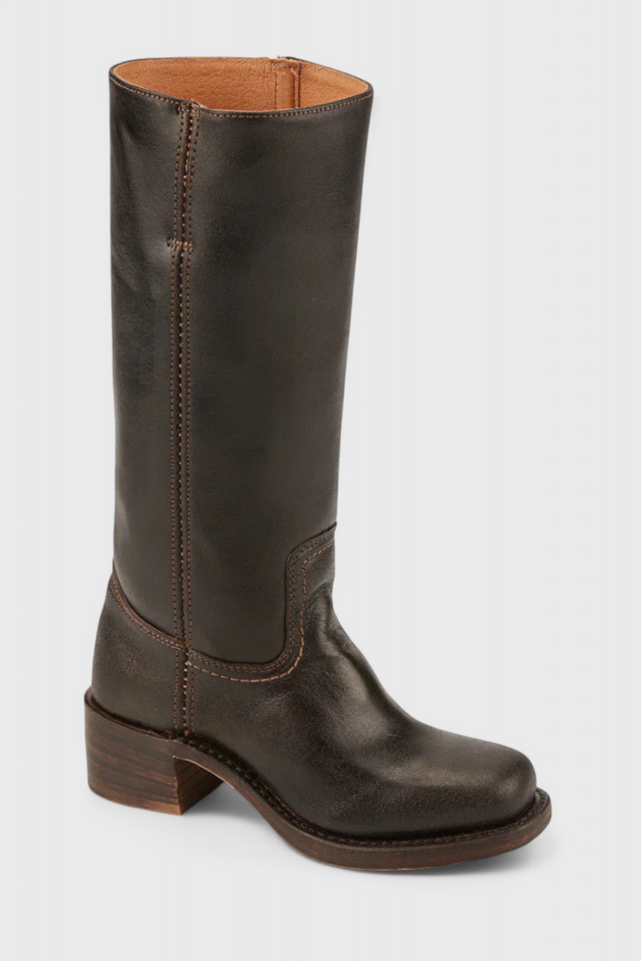Stylish women's knee-high boots, perfect for fall fashion, featuring an elegant stacked heel.