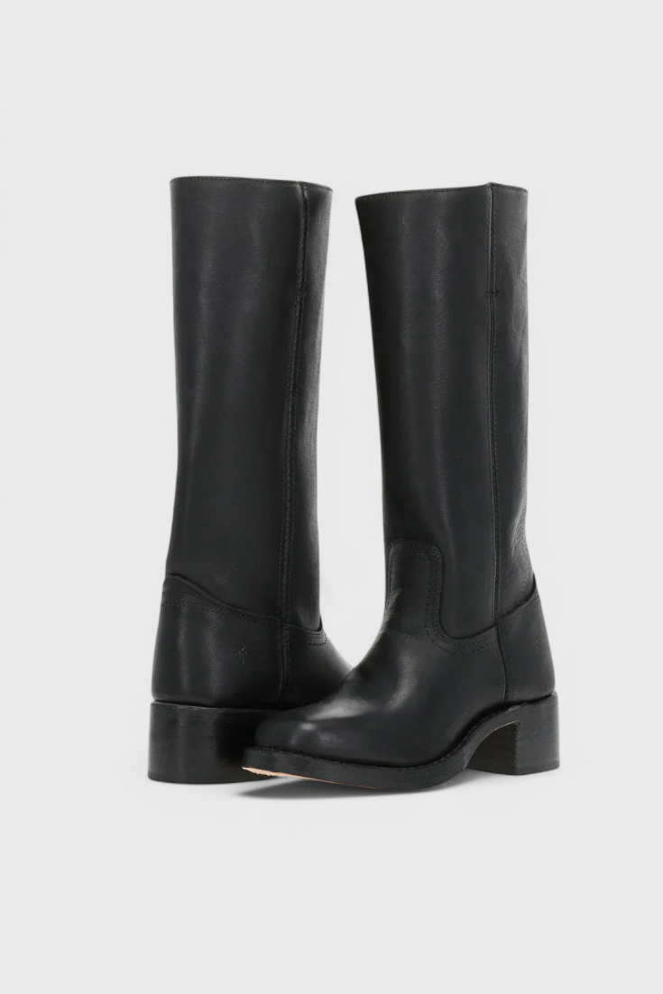 Women's fashion knee-high boots with chic stacked heel, ideal for fall & winter elegance.