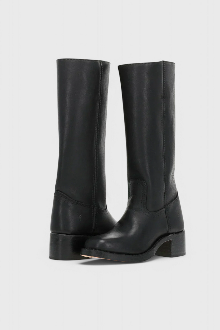Women's fashion knee-high boots with chic stacked heel, ideal for fall & winter elegance.