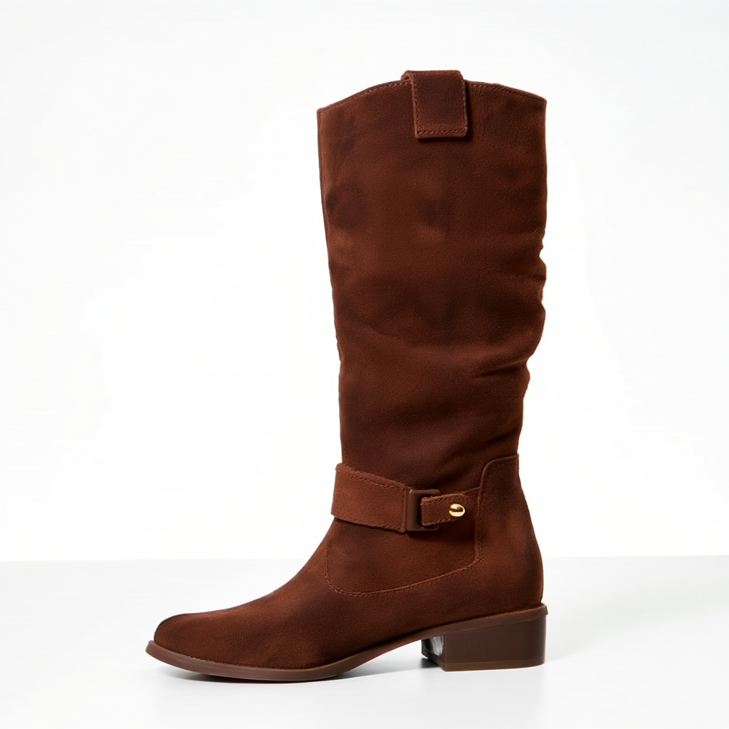 Women's knee-high elegant suede boots, perfect for pairing with dresses and skirts in fall/winter