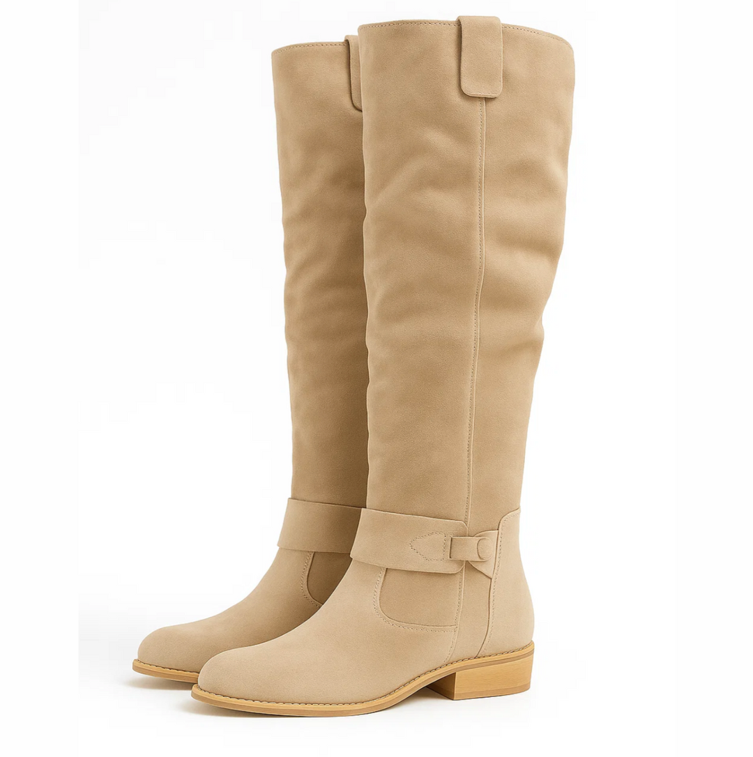 Classic style women's knee-high suede boots, ideal for adding elegance to any fall or winter ensemble