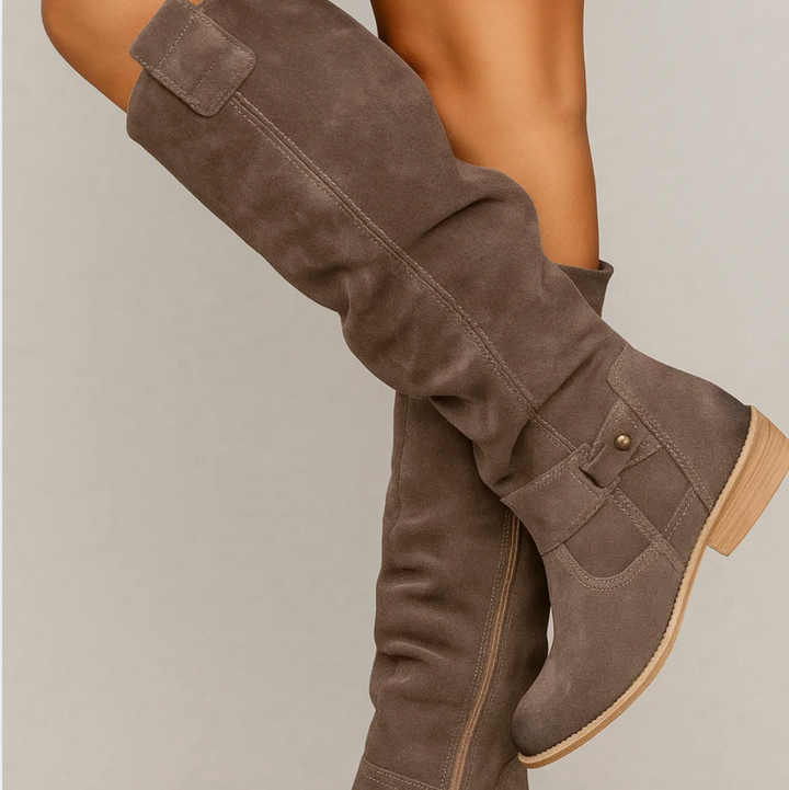 New women's elegant knee-high suede boots, a must-have for chic fall and winter fashion