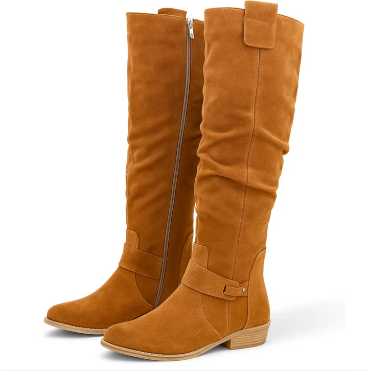 Versatile women's knee-high suede boots, offering elegance and classic style for various occasions