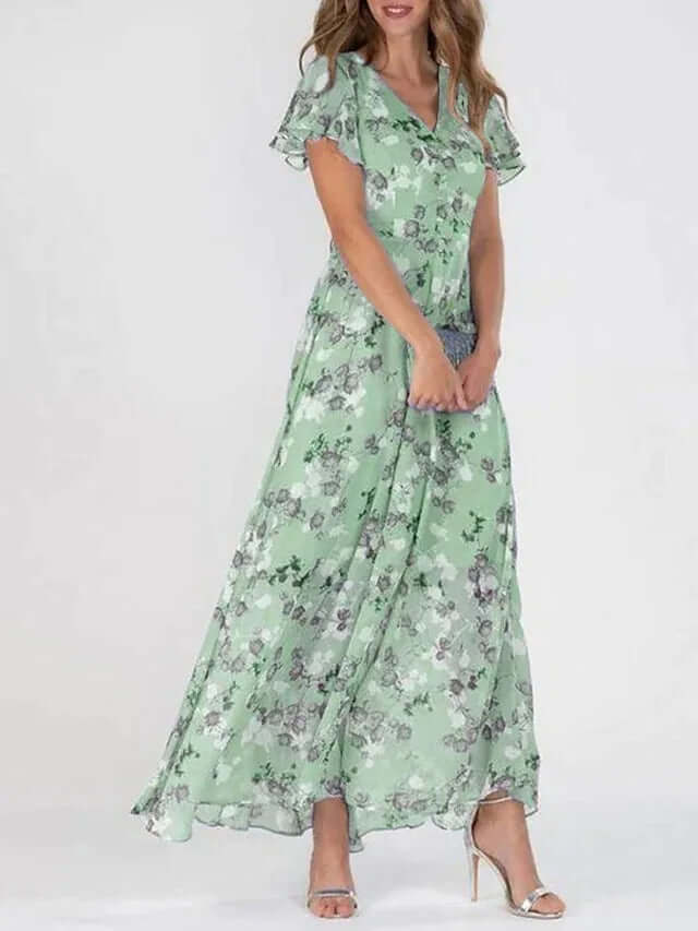 Versatile green midi dress for women. Classic, elegant design for workday, evening, or casual occasions.