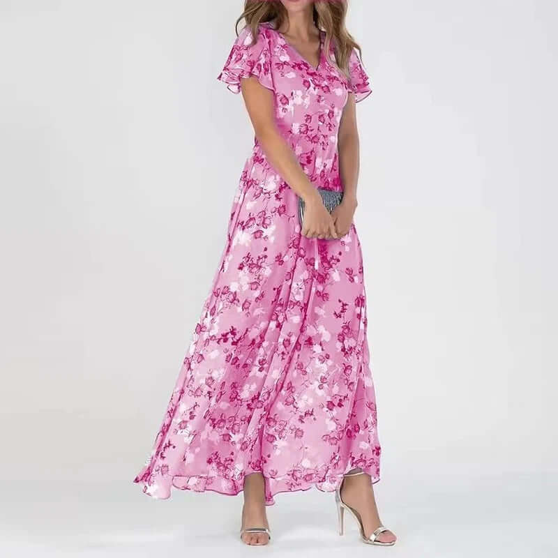 Stylish pink women's midi dress. Elegant & timeless, perfect for a chic workday or sophisticated evening.