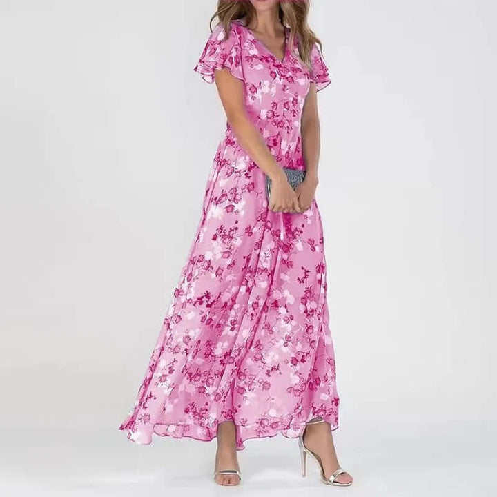 Stylish pink women's midi dress. Elegant & timeless, perfect for a chic workday or sophisticated evening.