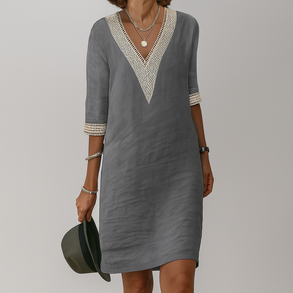 Women's elegant summer midi dress crafted from a high-quality linen blend, suitable for spring and travel.