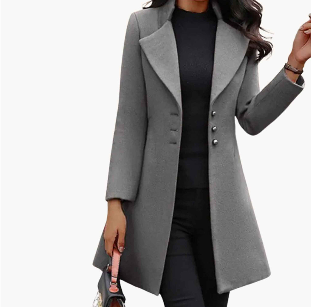 Elegant women's long coat in classic style, perfect for autumn & winter outerwear