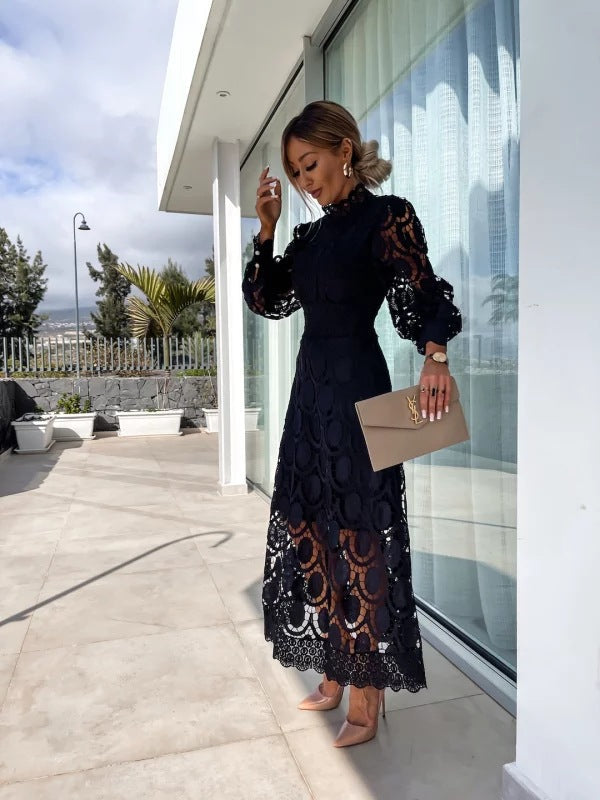 Chic women's elegant long sleeve party dress with a flattering fit, suitable as an evening gown.