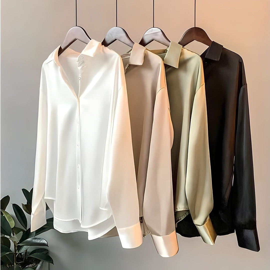 Elegant women's long sleeve blouse. Versatile top for dressy or casual wear, perfect for work or fashion.