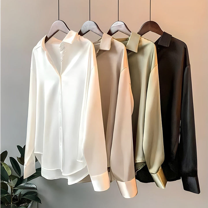 Elegant women's long sleeve blouse. Versatile top for dressy or casual wear, perfect for work or fashion.